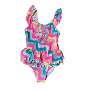 Betsey Johnson Girls Unicorn Sequin One Piece Swimsuit Multi Color BJ821105 L 12